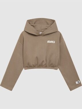 Diadora Taupe Hoodie with White Logo Tag